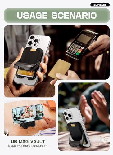 SUPCASE for MagSafe Wallet with Stand, Magnetic Wallet for Men Women, [Hold 6 Cards] [RFID Blocking] [Strong Magnetic Lock] Phone Stand Card Holder for iPhone 17/16/15/14/13/12 Series, Carbon Black - color: Carbon Black