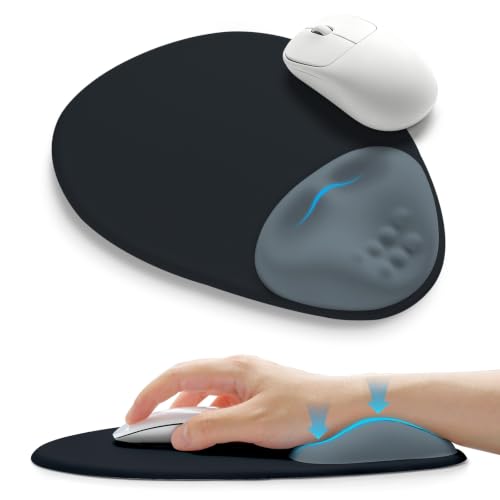 Palm-Rest and Wrist-Hugging Mouse Pad Wrist Rest, Ergonomic Wrist Support with Curve Fitting Cushioned Memory Foam for Carpal Tunnel Pain Relief, 9.9 x 8.3 Inch, Slate Gray - color: Slate Gray