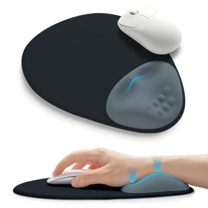 Palm-Rest and Wrist-Hugging Mouse Pad Wrist Rest, Ergonomic Wrist Support with Curve Fitting Cushioned Memory Foam for Carpal Tunnel Pain Relief, 9.9 x 8.3 Inch, Slate Gray - color: Slate Gray