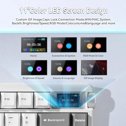 LEOBOG x Aula Nova75 Wireless Mechanical Keyboard,Creamy Computer Keyboards | Tri-mode Bluetooth/2.4GHz/USB-C,RGB Backlit,FR4 Plate,Hot Swappable Pre-lubed Switches,Programmable PBT Keycaps,8000mAh - color: Grey&White&Red