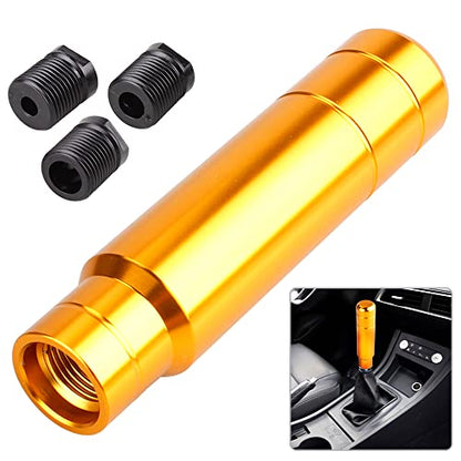 BARTOO Aluminum Weighted Manual Shift knobs, Long Stick Shift Knob Gear Shifter Knobs, Car Accessories Lever Cover Head Universal Shifter Knobs with 3 Threaded Adapters (Gold) - color: Gold