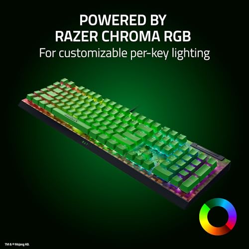 Razer BlackWidow V4 X Mechanical Gaming Keyboard, Minecraft Edition | Green Switches Tactile & Clicky, 6 Macro Keys, Chroma RGB, Doubleshot ABS Keycaps, Sound Dampening & Stabilizers - color: Minecraft Edition