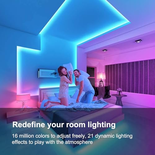 200 FT Led Lights for Bedroom (2 Rolls 100 FT), Music Synchronized Smart Led Strip Lights, Ultra Long with Remote Application Control Bluetooth LED Lights, Color Change RGB Light - size: 200FT