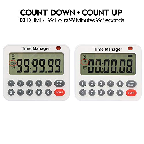 AIMILAR Magnetic Digital Kitchen Timer with Direct Numerical Keypad, Loud Alarm - 99Hr Countdown Count Up Timer for Cooking Baking Classroom, Batteries Included - color: Red-2