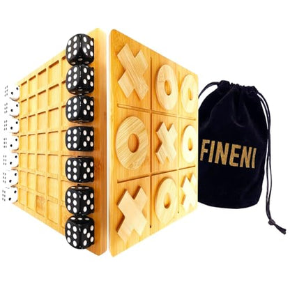 Dice Battle and TicTacToe Dual Sides Board Games, Wooden Coffee Table Games for Adults, 2 Player Best Bar Dice Games, Indoor Tabletop Game & 2 Players Wood Table Top Dice Game (Dual(2)/Log) - color: Dual(2)/Log