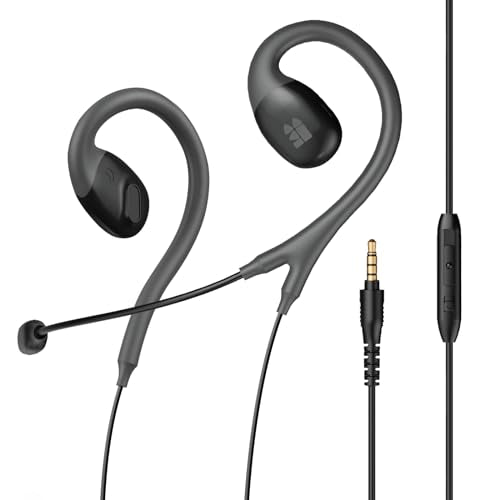 Middle Rabbit S6 Open Ear Earbuds with Mic, Wired Open Ear Headphones for PC Computer Laptop, Over The Ear, Ear Hook, Inline Control, Perfect for Calling, Online Meeting, Call Center, 3.5mm Jack