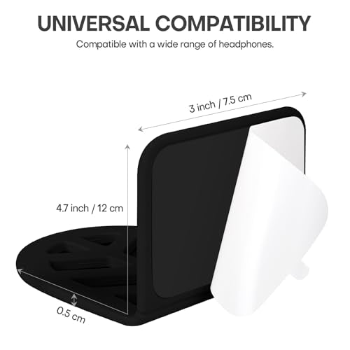 Wall Mount Headphone Stand, 2-in-1 Bendable Silicone Controller Holder, Adhesive Under Desk Hook for Gaming Office & Home, Fits All Headphones for PS5 Xbox Controllers - 1 Pack (Black/White) - color: Black
