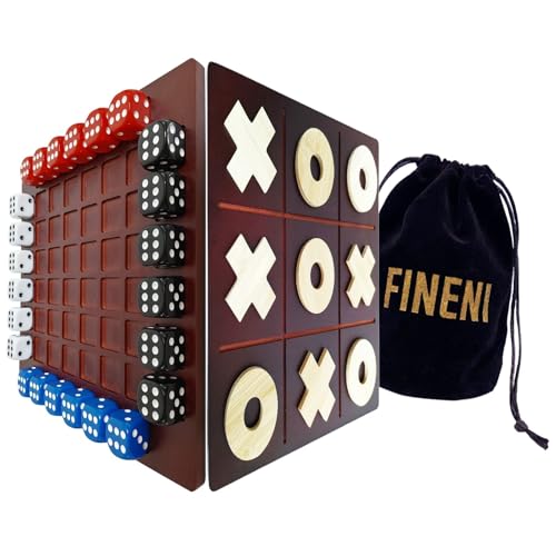 Dual Sides Battle & TicTacToe - Wooden Coffee Table Game for 2-4 Players - color: Dual(2~4)/Brown