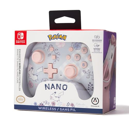 PowerA Nano Enhanced Wireless Controller for Nintendo Switch - Pikachu Garden, mini, portable, gamepad, motion controls, bluetooth - color: Pikachu Garden