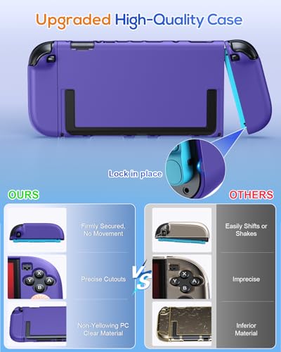 FYOUNG Protective Case for Nintendo Switch 2 2025, Slim Cute Hard Shell | Switch 2 Cute Case, Scratch&Shock Protection Cover with Screen Protector, 8 Thumb Grip (Solid Purple, Switch 2 7.9inch) - color: Solid Purple