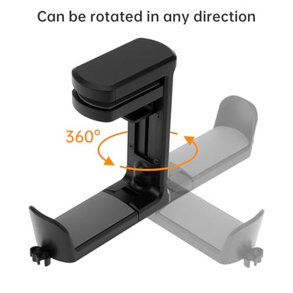 2pcs Under Desk Headphone Hanger Holder Utility Hook 360° Rotating Adjustable Clamp-on Earphone Hook Holder Mount Cable Clip Organizer Fit for PC Gaming Office Headset Hanger Gift (Black) - color: Black