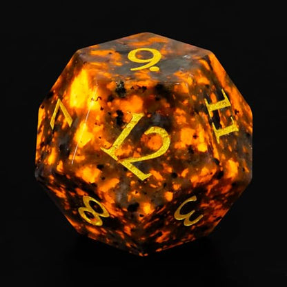 LUCKY-M Natural Flame Yooperlite Gemstone DND Dice, Birthday Gifts for Him, 7PCS Dungeons and Dragons Dice Set with Case for RPG, Handmade Cool Dice Sets D&D - color: Yooperlite Gemstone