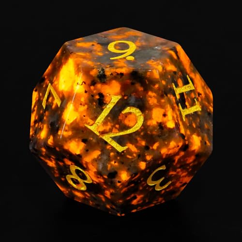 LUCKY-M Natural Flame Yooperlite Gemstone DND Dice, Birthday Gifts for Him, 7PCS Dungeons and Dragons Dice Set with Case for RPG, Handmade Cool Dice Sets D&D - color: Yooperlite Gemstone