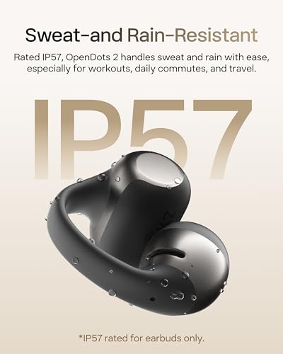 SHOKZ OpenDots 2 Open-Ear Clip-On Earbuds with Upgraded Dolby Audio, 3-Mic Clear Calls, Rich Bass, Up to 40 Hrs of Audio, Wireless Charging, Interchangeable Left/Right Earbuds, IP57, Bluetooth 6.1 - color: Black