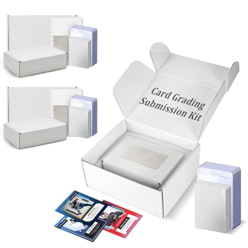 DEDC Card Grading Submission Kit Card Grading Shipping Mailing Box for PSA, CGC, SGC Trading Card- 25 Semi Rigid Card Holders, 50 Card Sleeves, 1 Shipping Label + 1 Wiping Cloth (3-Set-Universal) - size: 3-set- Universal