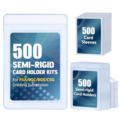 SAMYUCHO 500ct Semi-Rigid Card Holder and 500ct Penny Sleeves with 1/2" Lip | Double Protection, Trading Card Protector for PSA SGC BGS CSG Graded Card Submissions, For Grading Collection Storage Present - size: 500pcs+500pcs