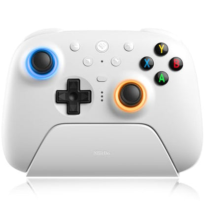 8BitDo Ultimate 2 Wireless Controller, Game Gamepad for PC Steam Android with TMR Joysticks, Switchable Hall Effect/Tactile Triggers, RGB Fire Ring, PC Steam Gamer Gift - color: White