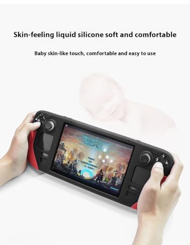 Steam Deck Protective Case - Lightweight Shockproof Silicone Cover with Anti-Slip Grip | Full Body Protection for Valve Gaming Console | Travel-Friendly Case & Accessories (Red + Black) - color: Red + Black