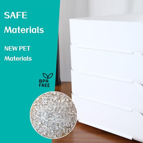 (4pcs Pack) HKeeper Stackable Paper Trays,Letter Tray Organizer,Office Desktop Organizer,A4 Paper Holder,Supplies Magazine,File Documents,Receipts（White,Regular）