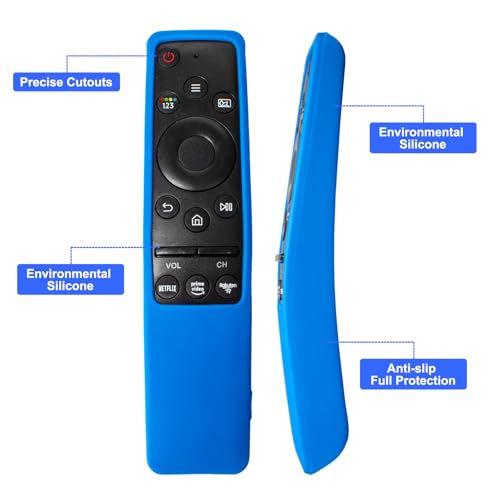 2 Pack Samsung TV Remote Silicone Protective Case - Compatible with BN59 Series - Glow in The Dark - Blue/Black Skin Sleeve - color: Blue not Glow+ Black not Glow