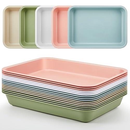 15 Pcs Activity Plastic Art Trays Morandi Color Art and Craft Tray Montessori Stackable Plastic Serving Trays for DIY Projects Painting Beads Home Classroom Storage(14.3 x 10.4 x 2 Inch) - size: 14.3 x 10.4 x 2 Inch