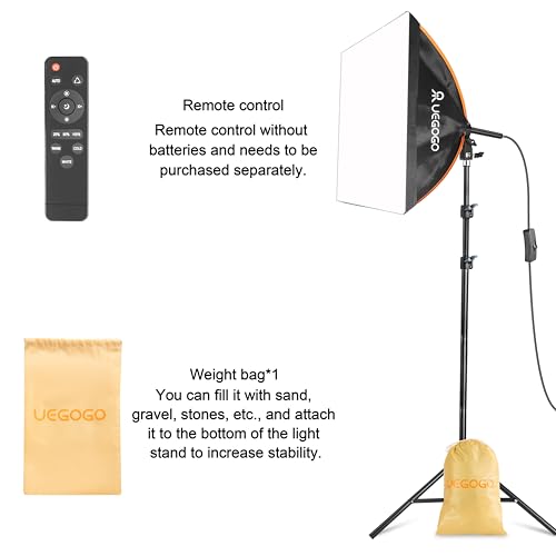 UEGOGO Softbox Photography Lighting Kit，UL Certified 85W 3000-7500K LED Bulbs, 16'' x 16'' Professional Soft Box, Studio Lights for Photography/Live Streaming/Video Recording
