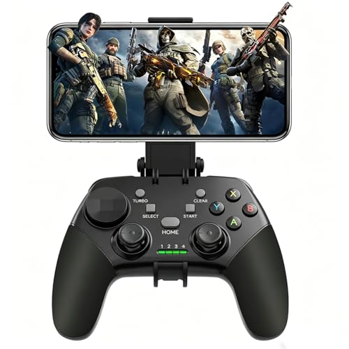 arVin Mobile Game Controller for iPhone 17/16/15/iOS/iPad/Android/Tablet/PC/PS4/Switch with Phone Holder, Wireless Gamepad Joystick Supports PS Remote Play/Xbox Cloud Gaming/Steam/Call of Duty/Turbo - color: Black