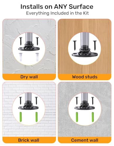 Microphone Wall Mount Bracket with Swivel Mini Ball Head, Mic Wall Mount Flange Base, 5/8" to 3/8" & 1/4" Mic Stand Adapter, Extension Tube Kit - Compatible with Camera, Microphones, Lights, Webcam