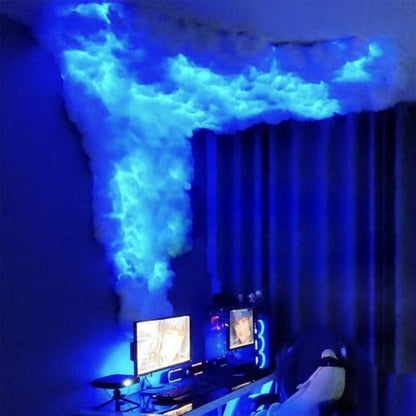 APP Control 3D Thundercloud Storm Ceiling Lights DIY Kit Music Sync Cotton Thunder Lightning Cloud Light Fluffy for Gaming Room Bedroom Wall Night Party Decoration - size: 16.5ft(5m)