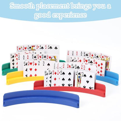 2 Packs of Double-Layer Card Holders，Playing Card Holder for Kids Adults Hands Free Card Holder for Family Card Game Nights Poker Parties - color: Blue(2pack)