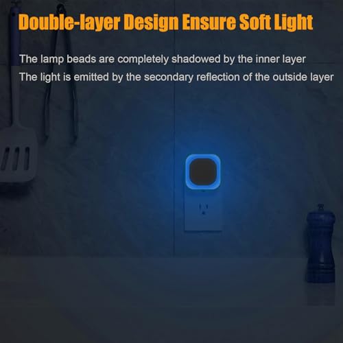 2 Pack Azure Night Light, Crisp Modern Glow with Dimmable Soft Light & Indirect Reflection, Auto Dusk to Dawn Sensor, Plug in LED Nightlight for Bathroom,Toilet, Kitchen Counter, Modern Decor | Auto Dusk to Dawn Sensor, Crisp Modern Light, LED Nightlight