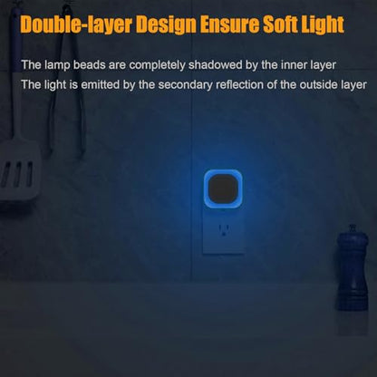 2 Pack Azure Night Light, Crisp Modern Glow with Dimmable Soft Light & Indirect Reflection, Auto Dusk to Dawn Sensor, Plug in LED Nightlight for Bathroom,Toilet, Kitchen Counter, Modern Decor | Auto Dusk to Dawn Sensor, Crisp Modern Light, LED Nightlight