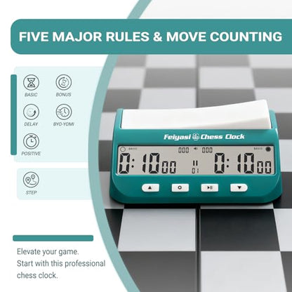 Chess Clock, Competition Specific Chess Timer, Portable Digital Electronic Large Screen Chess Clock,Suitable for Timers in Chess, Go, Checkers, and Other Board Games (Cyan) - color: Cyan