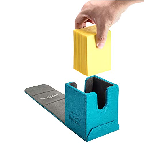 Zoopin Leather Deck Box-Cyan for Collectible Cards-MTG,Yugioh,Pokeman,TES Legacy,Munchkins CCG Decks and Also Small Tokens or Dice- Hold 80 Sleeved Cards or 150 Naked Cards …
