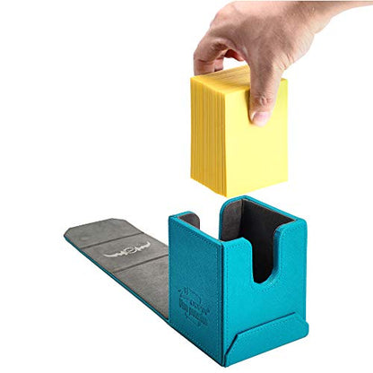 Zoopin Leather Deck Box-Cyan for Collectible Cards-MTG,Yugioh,Pokeman,TES Legacy,Munchkins CCG Decks and Also Small Tokens or Dice- Hold 80 Sleeved Cards or 150 Naked Cards …