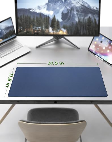 ALOANES Non-Slip Extended Mouse Pad Office&Home Desk Mat Stitched Edge | Dark Blue Waterproof Jacquard Mousepad for Keyboard, Computer Game 31.5"x11.81"x0.12" - color: Dark Blue, size: 31.5L x 11.8W inches