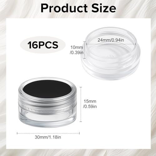 16Pcs Small Clear Bead Storage Organizer Containers with Black Sponge | Plastic Gemstone Display Box, Round Gemstone Holder Case with Screw Top Lids for, Gems, Beads, Small Items - color: Transparent Box, Black Sponge Pad