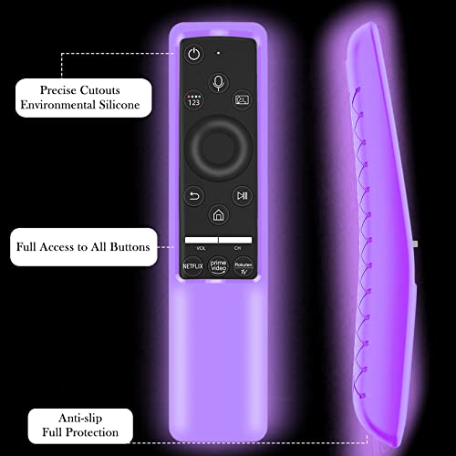 Case Compatible with Samsung Smart TV Remote Controller BN59 Series, Light Weight Silicone Cover Protector Shockproof Anti-Slip Remote Skin Sleeve - Black (Glow Purple) - color: Glow Purple
