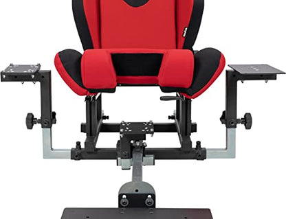SimFab Modular Flight Simulator Cockpit For Combat Simulation. DCS Edition. Compatible With Thrustmaster Warthog, WinWing, VirPil, VKB And Alike Controls. Upgradable To General Aviation Or Sim Racing. - color: red seat