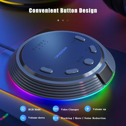 Gaming USB Microphone for PC with AI Noise Cancellation, 5 Voice Changes, Mute, Volume Control, RGB Light Condenser Computer Mic for Gamer, YouTube, Streaming, Conference - style: Dark Gray-AI