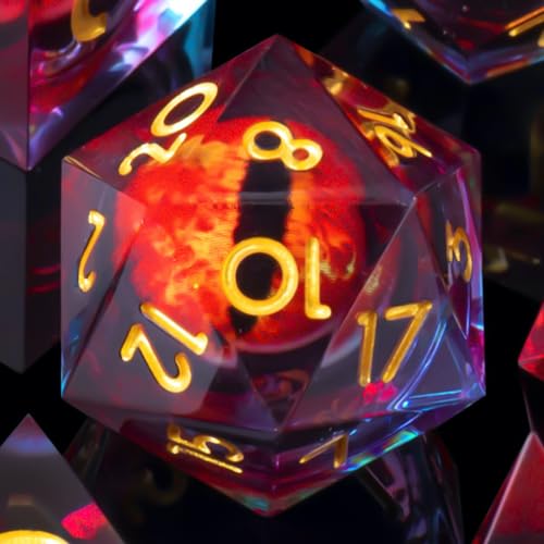 Beholder'S Eye D20 Dice Dragon Eye DND 22MM Single Dice with Resin Sharp Edge 20 Sided D&D,Handmade Polyhedral for Dungeons and Dragons, RPG, Roleplaying Games MTG Table Games(Red Blue) - color: D20-gradient Blue Red