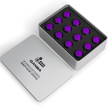 QANBA Gravity Ks Mechanical Arcade Buttons 24mm Snap-in Mechanical Pushbutton (Boxed (24mm Clear Black Violet E08(12 pcs) - color: 24mm Clear Black Violet E08(12 pcs）