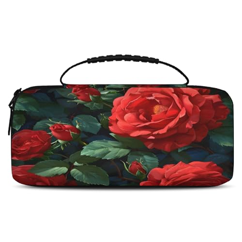 Adornori Red Rose Carry Case Compatible with Nintendo Switch 2, with 20 Games Cartridges, Red Floral Flower Portable Travel Carrying Case Pouch for Accessories & Games - color: Multicolor 13