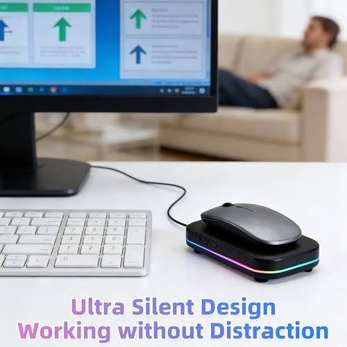 Mouse Mover, Quiet Ultra Slim Mouse Jiggler, Black | USB-C Plug & Play, No Detection Risk,Mover to Prevent Screen Lock,Customizable Timer & RGB Lights,for Office,Home,Remote Work - color: Black 01