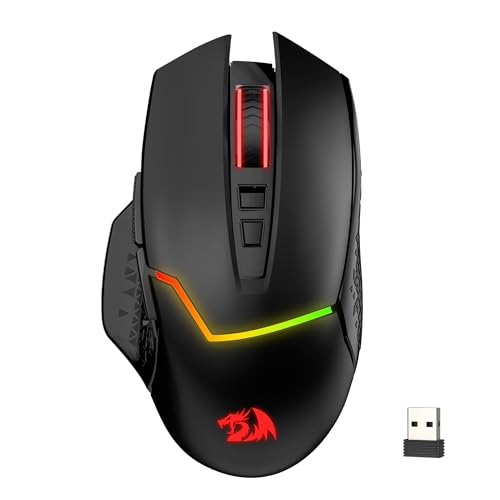 Redragon M690 MAX Wireless RGB Gaming Mouse 12800 DPI Remapping Keys | Cable-Free 0 Delay, Redefine Keybinding Macro, Vibing Backlight, Ergonomic Grip Body Comfort - style: M690 MAX