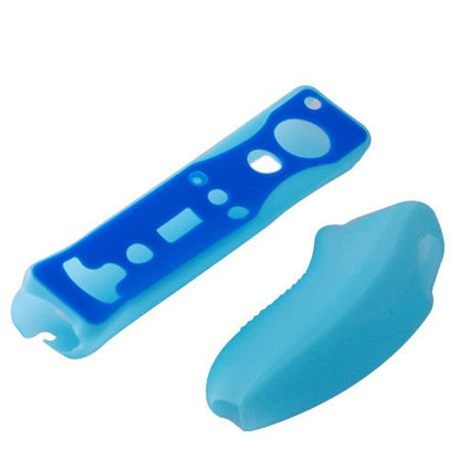 Soft Silicone Cover Case Skin Pouch for Wii Remote Nunchuk Controller Left and Right Joystick Silicone Case Soft Skin Cover (Blue) - color: Blue