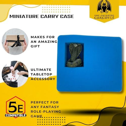Miniature Storage Case - 18 Foam Slot and Large Pick and Pluck Foam Tray - Miniatures Carrying Cases with Handle - Mini Box for up to 50mm Bases - Model Hobby - Grinning Gargoyle