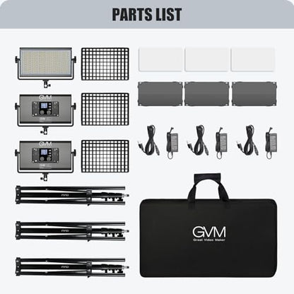 GVM 1500D RGB LED Video Light with Softbox, 75W Video Lighting Kit with Bluetooth Control, 3 Packs Led Panel Light for Photography, YouTube Studio, Broadcasting, 18 Kinds Lighting Scene - size: 1500D3LKIT