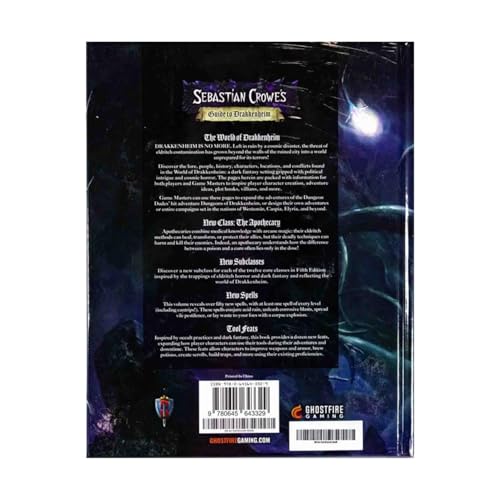 Ghostfire Gaming Sebastian Crowe's Guide to Drakkenheim, Hardcover 5E | Campaign setting book with character options, dark fantasy RPG supplement