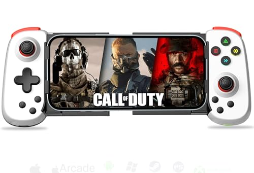 Koiiko Wireless Controller for iPhone 17/Android/PC/iPad/Tablet/Appl Arcade MFi Games/Switch, Support Streaming on PS/Xbox/PC Console, Cloud Gaming Gamepad Joystick - Turbo/Dual Motors - color: White, size: D6-DP-Simplified Version